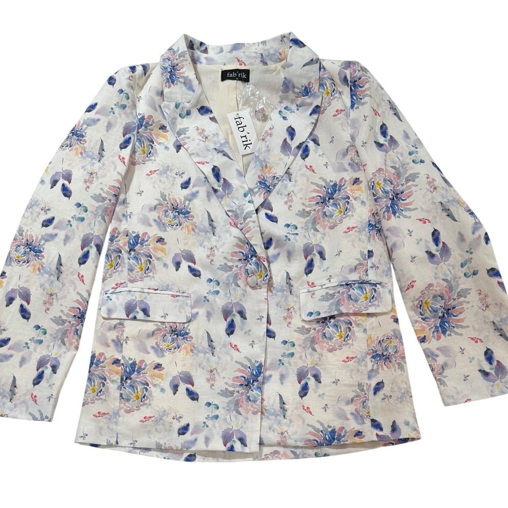 fab'rik Sheila Floral Linen Blazer Jacket Women's Size M New with Tags W41
